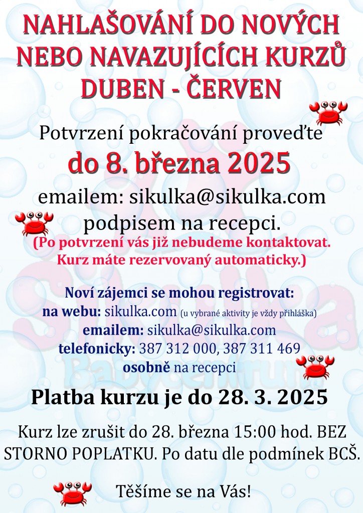 nahlašování kurzů - rušení pracovní den a čas